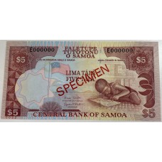 WESTERN SAMOA 2002 . FIVE 5 TALA BANKNOTE . SPECIMEN